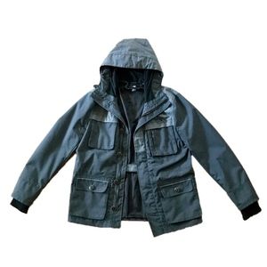 H&M Gray Hooded Windbreaker Jacket - 40R Med
